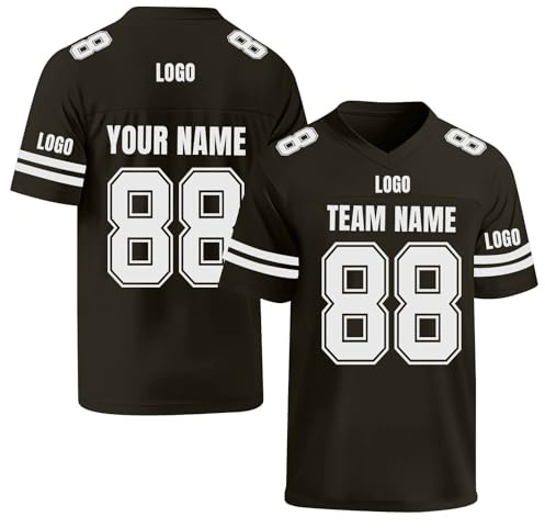 Camiseta de Fútbol Americano Personalizada con Nombre y Número para Grandes y Pequeños - Tallas S a 7XL - Múltiples Colores - Ideal para Aficionados y Jugadores