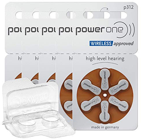 30x Varta Power One p312 Hörgerätebatterien 5x6er Blister PR41 Braun 24607 + Aufbewahrungsbox für 2 Hörgerätebatterien (10, 13, 312, 675), Batteriebox für 2 Knopfzellen bis 12 mm x 6 mm (Ø x H)