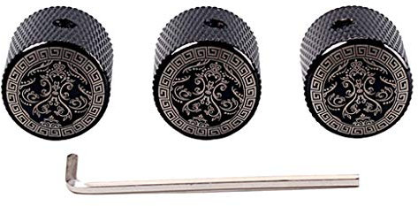 gazechimp 3 Stk. Metrisch Metall Potiknöpfe Potiknob mit Schlüssel für E-Gitarre/Bass Teil - Schwarz