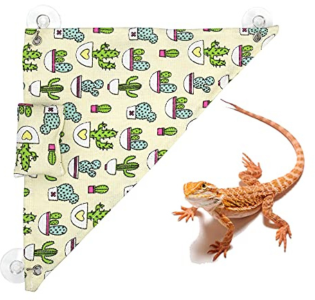 Tocwick 2Pcs Bearded Dragon Hammock and Pillow Leopard Gecko Swing Hanging Bed Lounger Ladder for Chameleons Hamster Small Animals