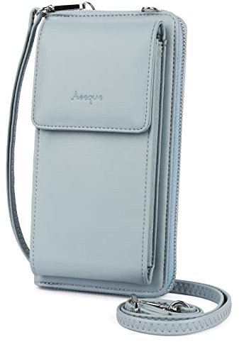 Aeeque Mini-Tasche für Handy, einfache Geldbörse, Damen, Kartenhalter mit GSM-Tasche, Umhängetasche, für Damen, Smartphone, PU-Leder, kleine Geldbörse für Damen, A-blau., one Size, Einfach