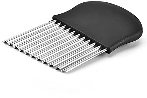Stainless Steel Crinkle Cutter, Vegetable Fruits Slicer Kitchen Gadget Cutting Tool for Waffle Fries Potato Carrot Salad