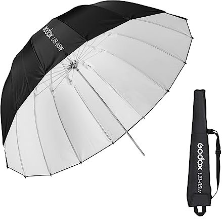 Godox UB-85W reflektierender Parabolschirm, 85 cm, Schwarz / Weiß, Fotografie-Regenschirm mit Tragetasche, tragbar für Vedio-Studioaufnahmen, Speedlite