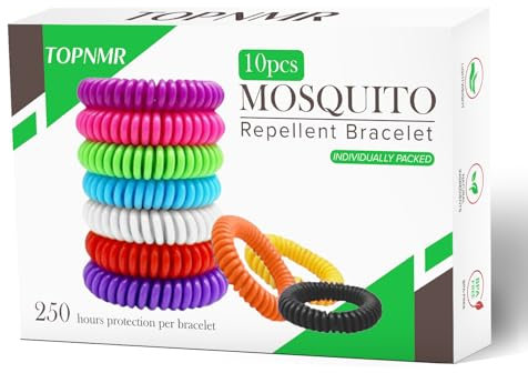 Mosquito Repellent Bracelet Pack of 10 | Deet-Free Insect Bands & Citronella Wristbands for Adults & Kids | Anti Mosquito, Bug Repellent, 250 Hours Protection