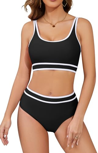 SHEKINI Speed Bikini Set Mujer Traje de Baño de Dos Piezas Fitness Deportivo Traje de Baño para Mujeres Natación Bikini Deporte Dos Piezas Bustier Piscina Piscina, Negro , XL