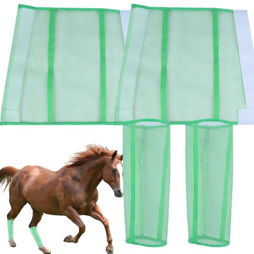 Pferdebeinschützer, Fliegenstiefel für, 4er-Set, 4 Stück Fliegenstiefel, wiederverwendbar für, Pferdegamaschen, Fliegengamaschen für, atmungsaktives Design reduziert die Ermüdung