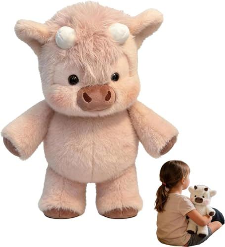 ZUMME Peluche Mucca Che Corre. 45cm Morbido Soffice con Zampe Mobili, Giocattolo Interattivo Antistress, Bambola Cartone Animato, Cuscino Decorazione Casa per Uomini Donne Bambini Ragazzi（Rosa）
