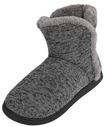 Moonlove Men's Knitted Wool Boots Slippers Super Warm Plush Velvet Indoor Slipper Boots House Slipper Bootie Non-Slip Sole