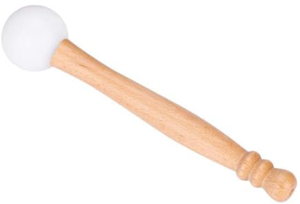 21.8cm / 8.6in Long Bell Mallet Glockenspiel Sticks, Rubber Xylophone Percussion Crystal Singing Bowl Wood Mallet Stick Rubber O-rings for Playing Crystal Singing Bowl Wooden Handle