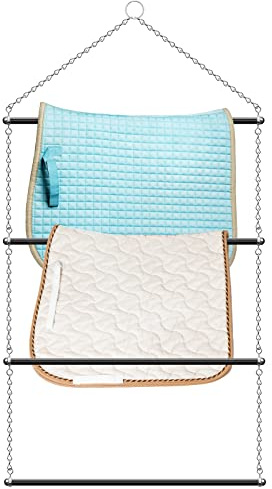 Dunzy Blanket Rack 24.02 x 44.88 Inch Saddle Rack Long Saddle Stand Stall Blanket Bar Horse Trailer Organizer for Western Saddle Blankets Horse Blankets Pads Towels Storage Supplies, Black