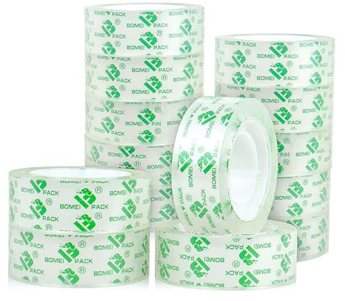 BOMEI PACK 14Rolls Crystal Clear Tape, Transparent Tape Refills for Dispenser, Crafters Tape for Gift Wrapping, Home, School Office Supplies, 3/4Inch x 1000 inch