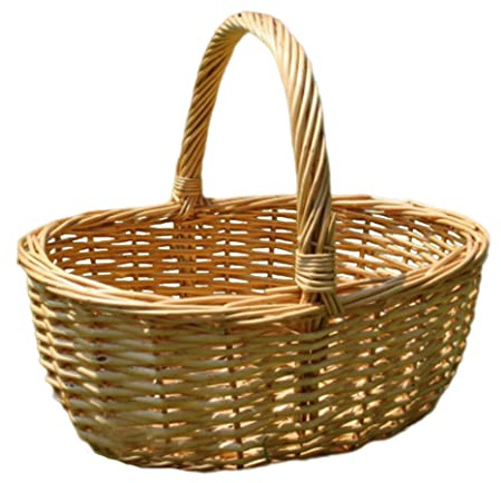 SunaOmni Panier De Pique-Nique en Osier - Cadeau Vide Rustique Ovale Tissé Avec Doublure - Beige