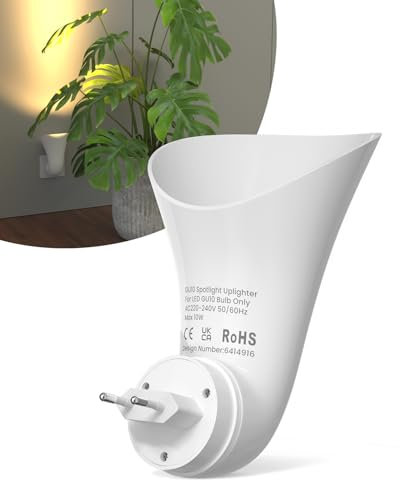 BrightArk Steckdosenlampe GU10 Wandlampe mit Stecker Uplight Spot zur Indirekten Beleuchtung Wandbeleuchtung für Wohnzimmer Flur Schlafzimmer (Glühbirne Nicht Inbegriffen)