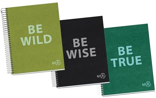 Miquelrius - Pack 3 Cuadernos A5 de Papel Reciclado, 80 Hojas 90 g/m², Cuaderno Punteado, Libretas con Tapa Dura y Espiral, 2 Taladros para Archivar, Lettering, Bullet Journal y Vuelta al Cole