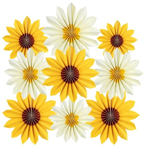 XFSRG Decorazioni Compleanno Ghirlanda Fiori di Carta Colorati Decorazioni Giardino per Feste e Eventi Speciali (Giallo)