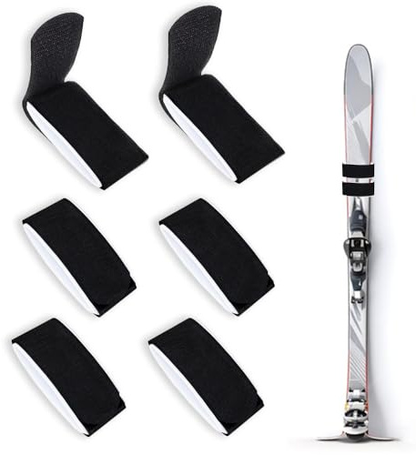 6 correas de fijación para esquís, correas de esquí, correas ajustables, accesorios de snowboard, correas de nailon con cierre de , para vacaciones de invierno y Navidad