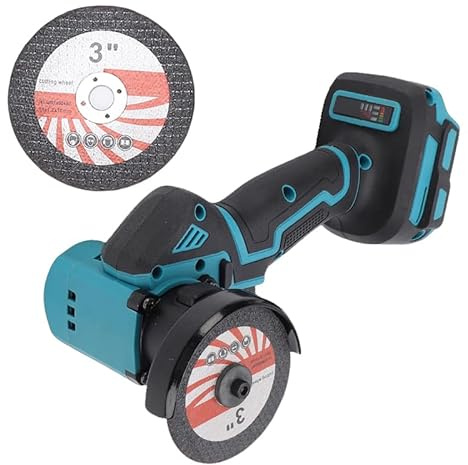 Goshyda Mini Scie Circulaire sans Fil, Moteur 19 000 Tr/min avec Couvercle de Collecte de Poussière et Lames de Scie de 3 Pouces, Outil de Coupe électrique pour Bois, Métal, Pierre,