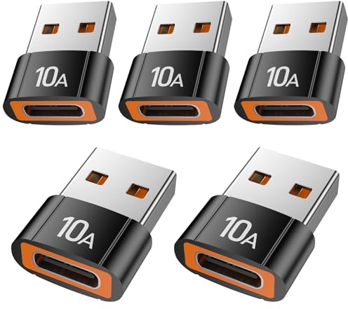 KAYQINHO USB to USB C Adapter(5 Pack), USBC Female to USB A Male Adaptor, Type C Converter Charger for 17 Pro Max16 15, Apple Watch S11 S10 SE, AirPods 3, iPad Mini Air, Samsung Galaxy S25.