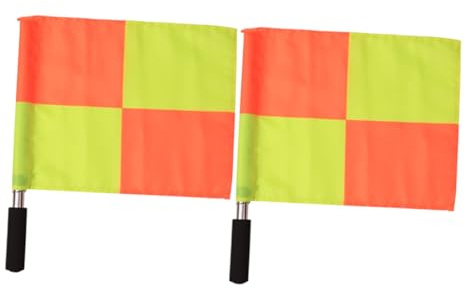 Alasum Lot de 2 Drapeaux D'arbitre Assistant Football en Polyester à Grand Motif à Carreaux, Drapeaux de Juge de Ligne pour Match et Entraînement, Équipement Sportif Style