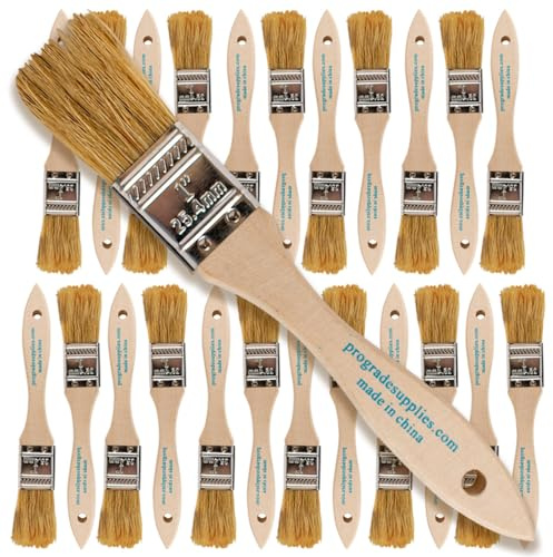 Pro Grade - Chip Paint Brushes - 24 Ea 1 Inch Chip Paint Brush Light Brown
