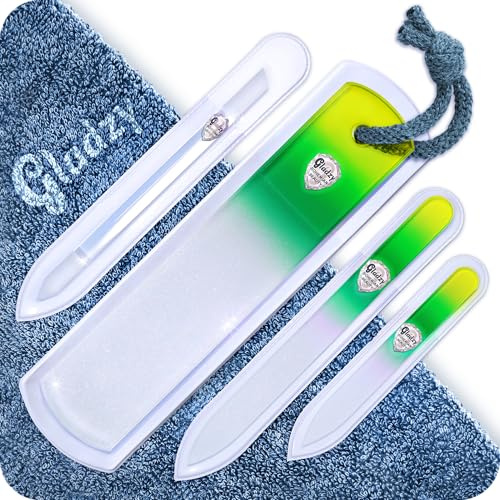 Set Lime per Unghie in Vetro Ceco - Lima per Rimozione Calli, Spingi Cuticole di Precisione, Doppia Superficie a Grana Diversa, Manicure e Pedicure, Cura Delle Unghie e Nail Art Professionale