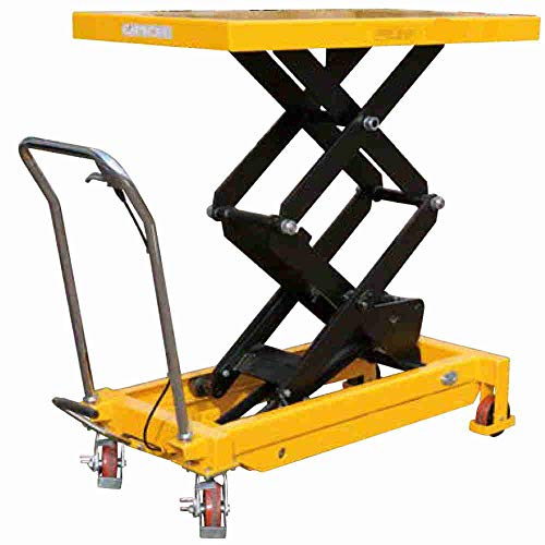 Piattaforma elevatrice a doppio pantografo manuale carrello con piano di sollevamento fisso elevatore a forbice a doppio effetto mm.1220x610 grande alzata h.max.1500 tavolo sollevatore Kg.700 NP70DF