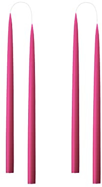 Kunstindustrien® Tapered Candles, Made in Denmark, 42 Colours Available, Dripless & Smokeless Dinner Candles, Solid Candles Long Burning 15 Hours, Unscented Candle Gift Set, 4pcs. 2.2 x 35cm (Cerise)