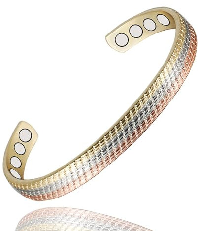 YINOX 16,5 cm Weibliches magnetisches Kupfer-Armband, dreifarbig, Magnetarmband, geeignet für Frau und Mutter (8 Magnete)
