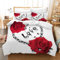 Leleyouzer Mädchen Erwachsene Rote Rose Bettwäsche,3D Rose Blumenmuster Mikrofaser Bettbezug mit Reißverschluss und 2 Kissenbezug 50 x 75cm (Rose 3, 135×200 cm)
