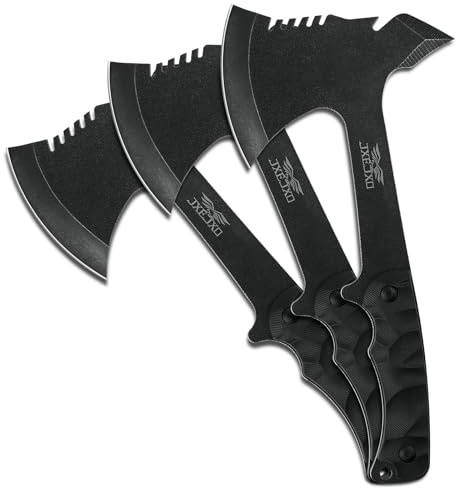 JXE JXO Throwing Axe Sets, Overall 10.2in 3Pack Throwing Tomahawk, Full Tang 420HC Stainless Steel, Design for Axe Throwing Recreation and Competition