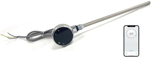 Greened House WiFi Electric Smart Heating Element for Towel Rails and Radiators with LED touchscreen Thermostat/Timer Energy Efficient (600w, Chrome)