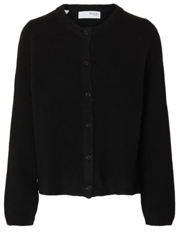 SELECTED FEMME Slflulu New LS Knit Cardigan Noos, Nero, S