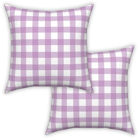 ggaimwf Copricuscini a Quadretti 45x45cm Viola Controllato Agriturismo Copricuscini decorativi Copricuscini quadrati per Divano Soggiorno Home decor Federa per cuscino sparsa Confezione da 2