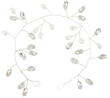 Bride Wedding Rhinestone Hair Vine, Silver Crystal Hair Piece Pearl Bridal Hair Accessories for Brides Bridesmaids Women and Girls (Silver)
