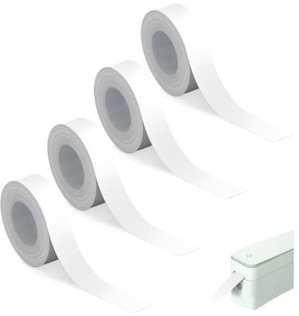 YZROHYI 4 Rollo Etiquetas Adhesivas Impresora Termica 15 mm X 4 m,Cinta de Etiquetas Autoadhesivas,Cinta para Etiquetadora,Rollo Printer Label,Cintas de Etiqueta Reemplazo para Casa,Oficina,Tienda
