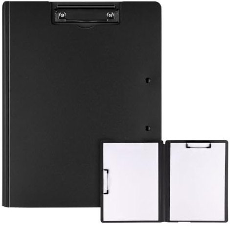 Vonsera Porte Document, Porte Bloc A4 avec Pince, Porte Documents A4 avec Couvercle pour Bureau, Chantier, école, Noir