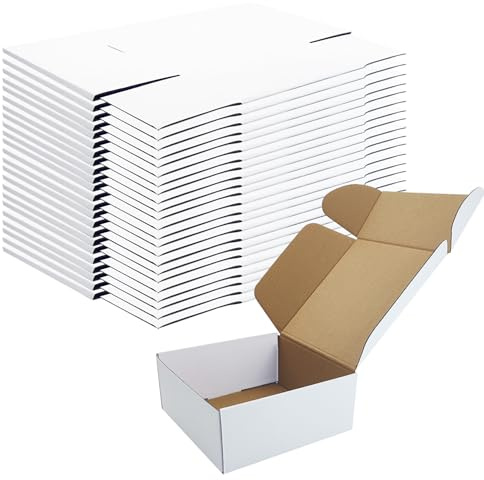 7x7x3 Inches White Shipping Boxes Set of 25，Cardboard Boxes Recyclable Corrugated Boxes Mailers for Small Business, Transporting, Packaging Storage Boxes and Craft Gifts Giving Products Box