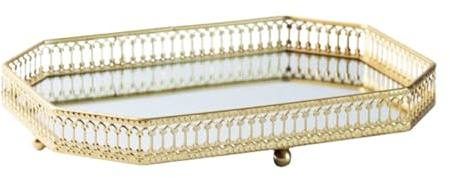 Gyllene spegelbricka - gyllene glasspegelbricka, bänkskivanordnare | liten byråbricka, elegant modern design med daglig användning och display