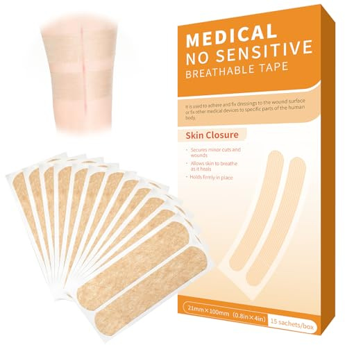 30 tiras estériles para heridas, cierre de herida, vendajes hipoalergénicos, para heridas de emergencia, 21 x 100 mm