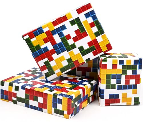 Colorful Tetris Birthday Wrapping Paper, 5pcs 50 * 70cm Funny Gift Wrap | Kids Premium Eco Paper with Colorful Tetris Design, Ideal for Birthday Party for Boys Girls