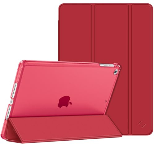 Fintie Hülle für iPad Air 2 (2014 Modell) / iPad Air (2013 Modell) - Ultradünne Superleicht Schutzhülle mit Transparenter Rückseite Abdeckung mit Auto Schlaf/Wach Funktion, Rot