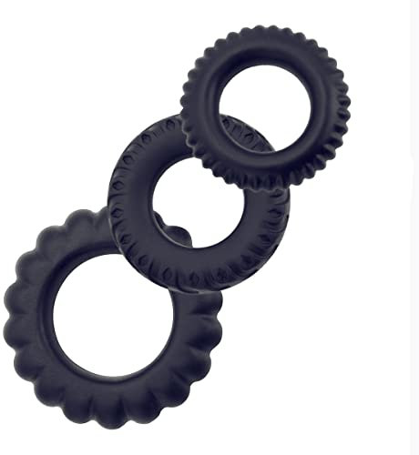 Liebesfreunde® Cockring Penisring Silikon Set - Penisringe für Männer zur Verzögerung der Ejakulation und eine harte Erektion - Pleasure Ring Sexspielzeug Schwarz
