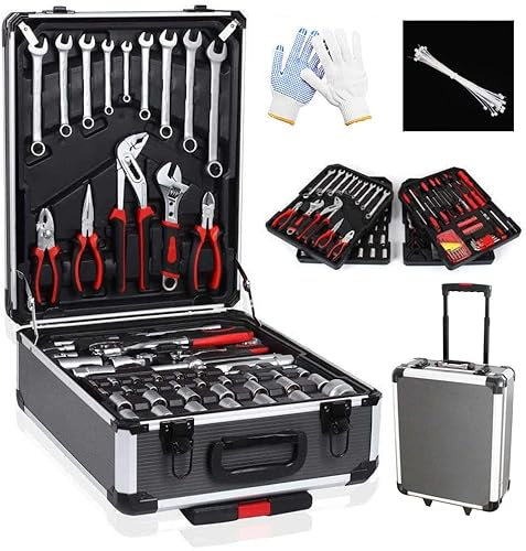 810 Pcs Tool Set Case Mechanics Kit Box Organize Castors Toolbox Trolley + Free Glove Amazing Tour