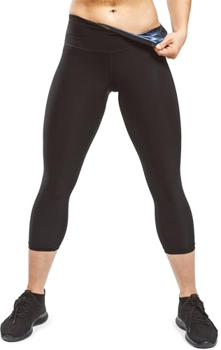 Sweat Shaper Women's Sauna Leggings Compression High Waist Yoga Pants Thermo Sweat Capris (Black, XX-Large)