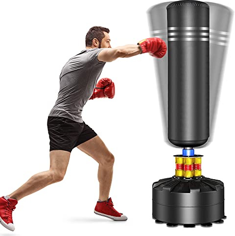 YOLEO Punching Bag Heavy Boxing Bag with Suction Cup Base - Freestanding Punching Bag for Adults Kickboxing Bags Kick Punch Bag (Black)