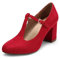 DREAM PAIRS Mary Jane Pumps mit T-Riemen, Hochzeitsschuhe für Damen,Size 40,Rot,DPU211