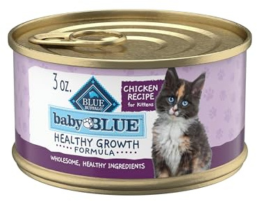 Blue Buffalo Baby Blue Natural Kitten Wet Cat Food, Healthy Growth Formula with DHA, Chicken Recipe Multi-Pack, 3-oz Cans (24 Count)