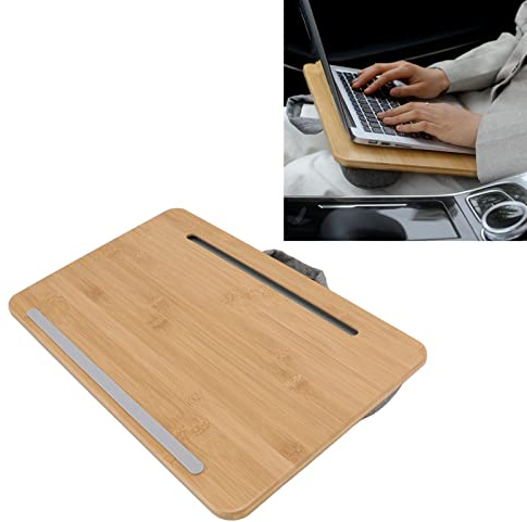 Bärbar Dator, 42x27,5 Cm Bambu-top-lap-skrivbord för Säng och Soffa, Knäställ för Surfplatta med Kudde, Idealiskt för Arbete Läsa Skriva