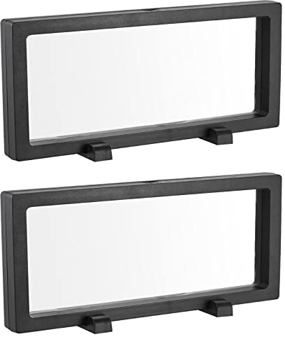 MECCANIXITY Floating Frame Display Holder Stand 3D Jewelry Display Box with Base 11.81 x 4.33 x 0.79 inch Black Pack of 2