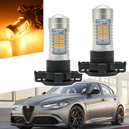Lampadine per indicatori di direzione anteriori a LED PY24W PGU20-4 Lampadina di ricambio base compatibile con Alfa Romeo Giulietta 2010-2020, Alfa Romeo Giulia 2016-2022, Alfa Romeo Stelvio 2017-2023